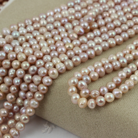 Perła słodkowodna kula różowa 6-7mm [sznur 35cm]