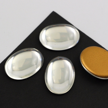 Kaboszon szklany Crystal - Gold Matte Foiled owal 25x18mm