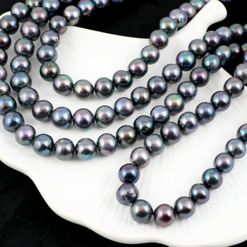Perła słodkowodna fioletowo-zielona kula 9,5mm [sznur 38cm]