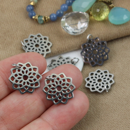 Zawieszka ażurowa mandala stal szlachetna 17mm