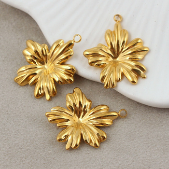 Zawieszka kwiatek stal szlachetna pozłacana 25x22mm