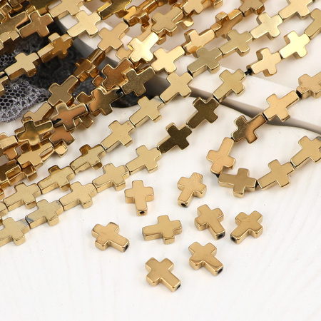 Hematyt złoty krzyżyk 8x6mm