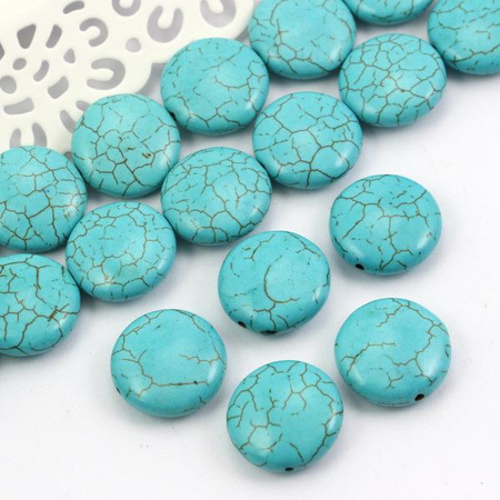 Howlit turkusowy moneta gładka 20mm