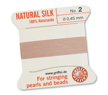 Griffin Nici jedwabne z igłą light pink 0,45mm [2m]