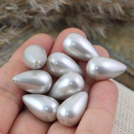 Perła seashell kropla beżowa wiercona do połowy HQ 20x12mm