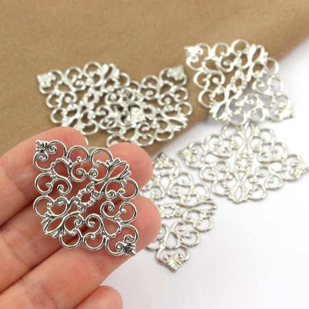 Element filigranowy srebrny ażurowy romb 43x31mm