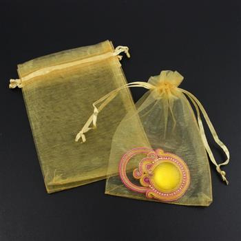 Woreczek z organzy złoty 12x10cm