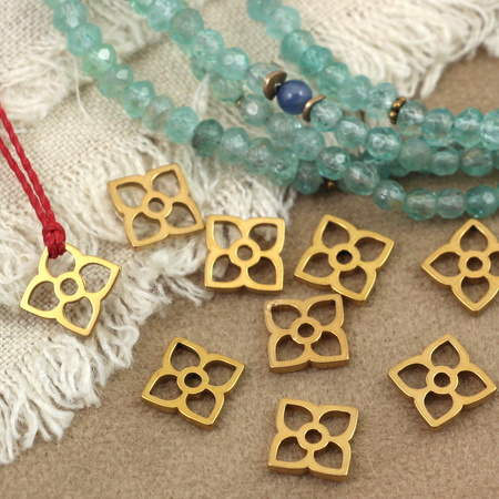 Łącznik zawieszka kwiat stal szlachetna pozłacana 10mm