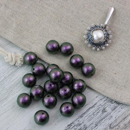 Miyuki Cotton Pearls Rich Green Black kula 12mm