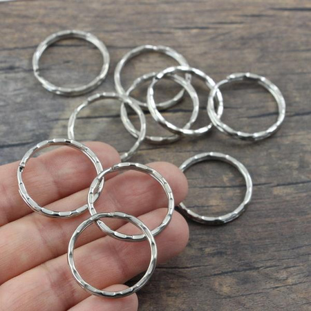 Kółko sprężynowe podwójne do kluczy/breloka metalowe srebrne 25mm