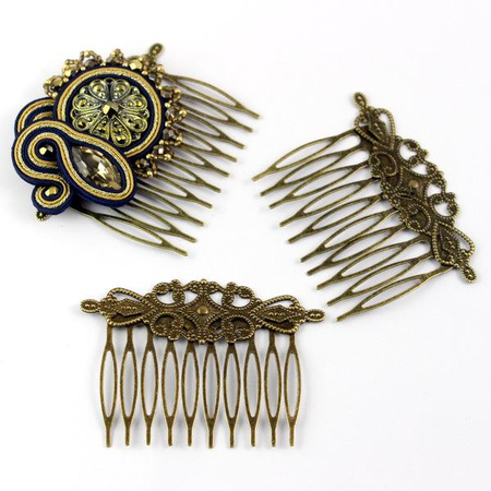 Baza grzebień filigranowy do włosów k. mosiężny 65mm