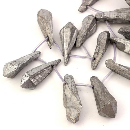 Kwarc tytanowany kropla srebrna 30x8mm