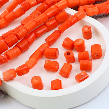 Koral pomarańczowy nieregularny wałek 10x8mm