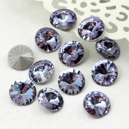 Kaboszon szklany moneta stożkowa faset lavender 12mm