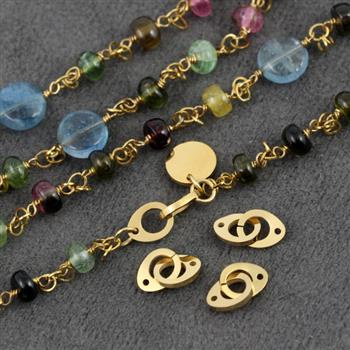 Łącznik kajdanki stal szlachetna pozłacana PVD 13x6mm