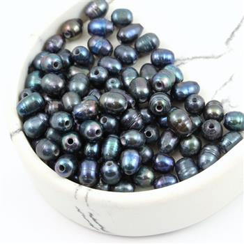 Perła słodkowodna granatowa z dużym otworem 8x6mm