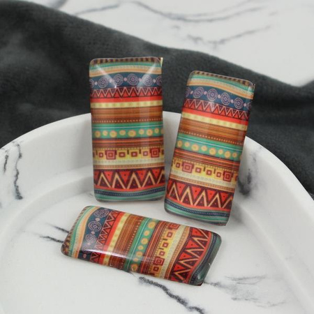 Kaboszon szklany z grafiką szlaczki 38x19mm