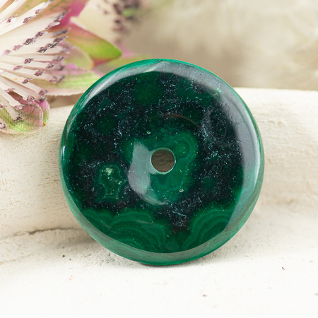 Zawieszka malachit naturalny donut 30mm