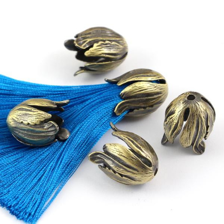 Przekładka tulipan antyczny mosiądz 22x16mm