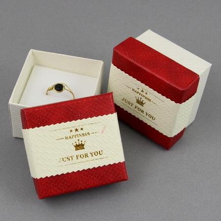 Pudełko ozdobne czerwień/krem "CROWN" 5x5x3,5cm