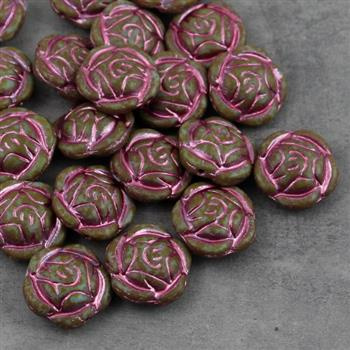 Rose Beads Travertine Pink Patina 16mm [1szt]
