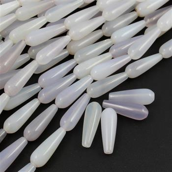 Agat biały kropla gładka 30x10mm