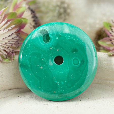Zawieszka malachit naturalny donut 41mm
