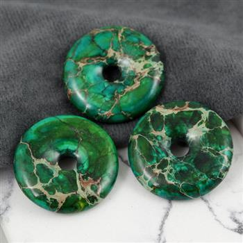 Zawieszka jaspis lazurowe wybrzeże donut zielony 30mm