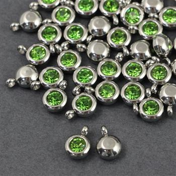 Stal szlachetna zawieszka w oprawie SR olivine 6mm