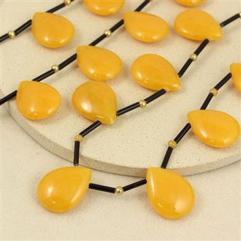 Jadeit łezka ciemnożółta 20x15mm