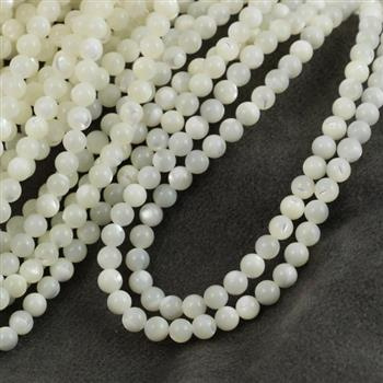 Muszla kremowa kula gładka 3,5mm [sznur 40cm]