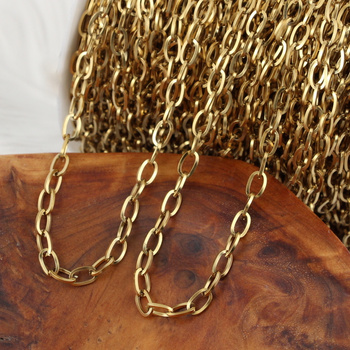 Łańcuszek owalny stal szlachetna pozłacana 7x4mm [1metr]