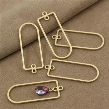 Zawieszka ramka złota satynowa 44x17mm