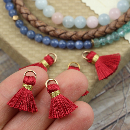 Chwost wiskozowy bordowy z ogniwem 20x6mm