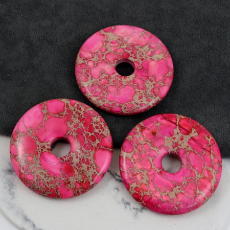Zawieszka jaspis lazurowe wybrzeże donut różowy 50mm