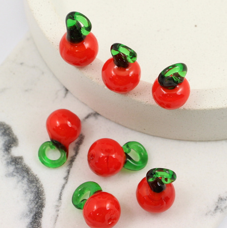 Zawieszka szklana pomidor 16x10mm