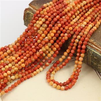 Koral fossil pomarańczowy kula faset 3,5mm [sznur 40cm]