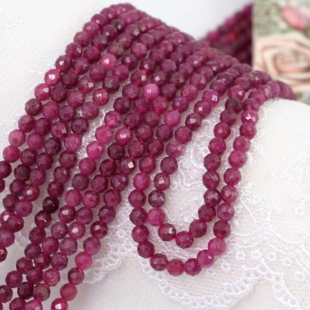 Rubin kula fasetowana 3mm [sznur 38cm]