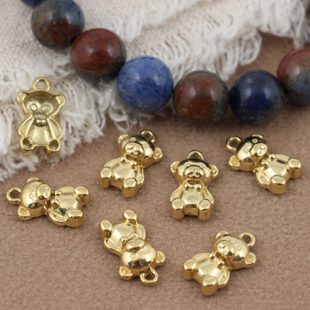 Zawieszka miś stal szlachetna pozłacana 15x9mm