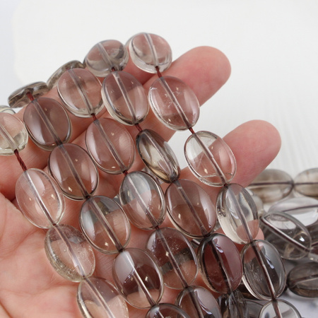 Kwarc dymny owal gładki 18x13mm