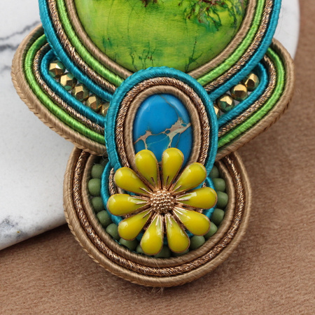 Element ozdobny kwiatek emaliowany żółty 18mm