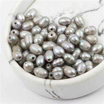 Perła słodkowodna szara z dużym otworem 8x6mm