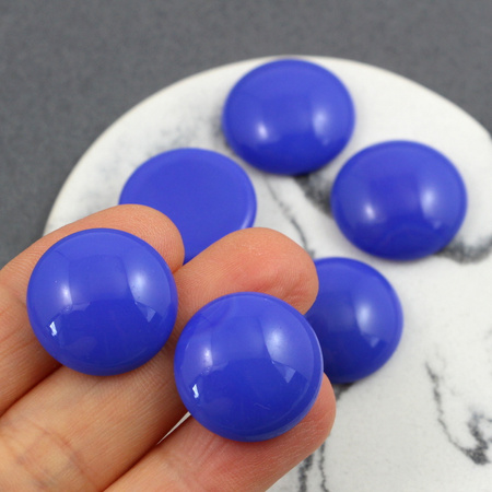 Kaboszon szklany Opaque Blue moneta 20mm