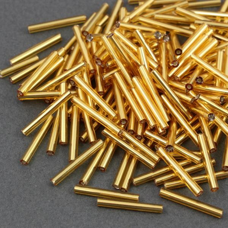 Preciosa Bugle Silver Lined Topaz 20mm [20szt]