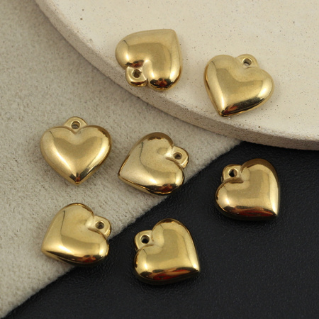 Zawieszka serce wypukłe stal szlachetna pozłacana 14mm