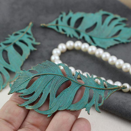 Metalowe pióro mosiądz patynowany 85x38mm