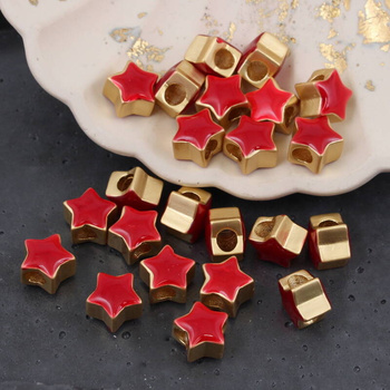 Przekładka metalowa pozłacana czerwona gwiazdka 10mm