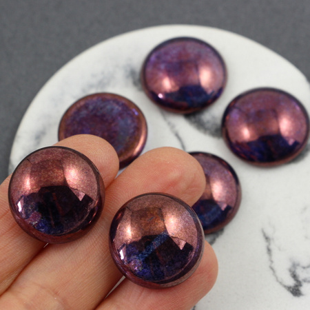 Kaboszon szklany Crystal - Luster - Transparent Amethyst moneta 20mm