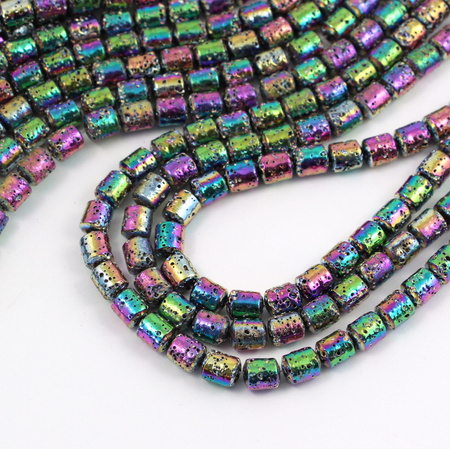 Lawa wulkaniczna platerowana fioletowo-zielony wałek 8x7mm