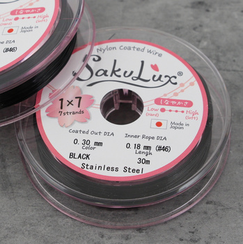 Japońska linka stalowa jubilerska SakuLux 7-splotowa Black 0,30mm [szpula 30m]